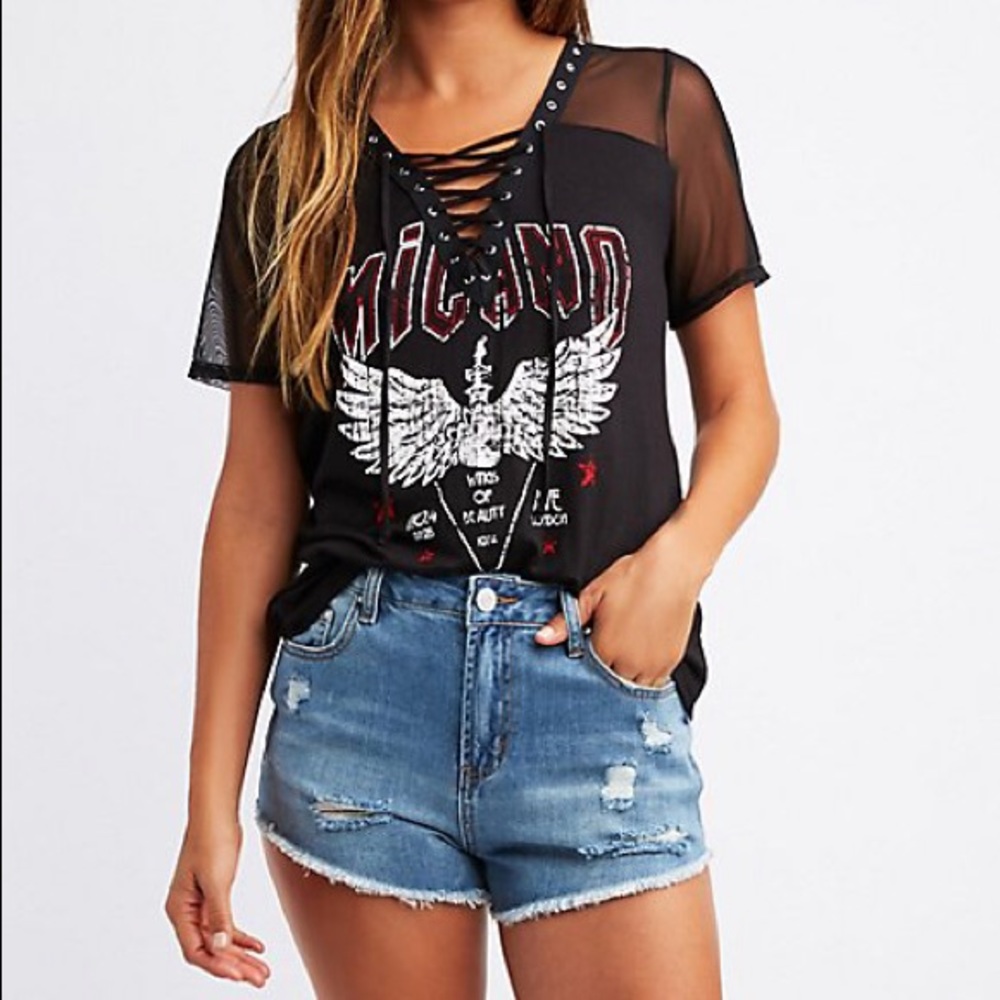 🔥SALE🔥 Rue21+ Lace Up Mesh Top